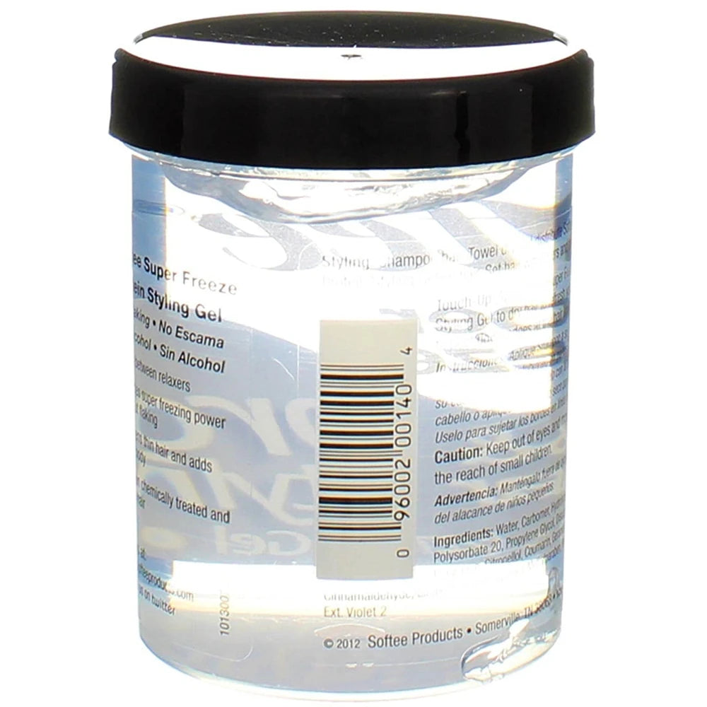 Softee Super Freeze Clean Clear Protein Styling Gel 8 Oz (Pack of 6)