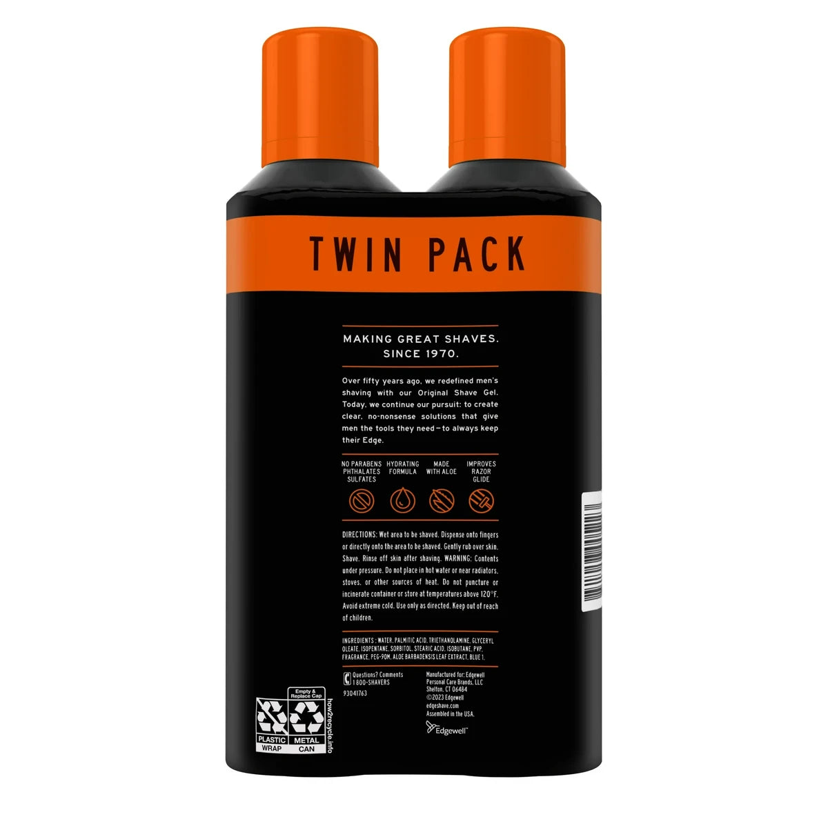 Edge Sensitive Skin Mens Shave Gel Twin Pack 14Oz (Pack of 4)
