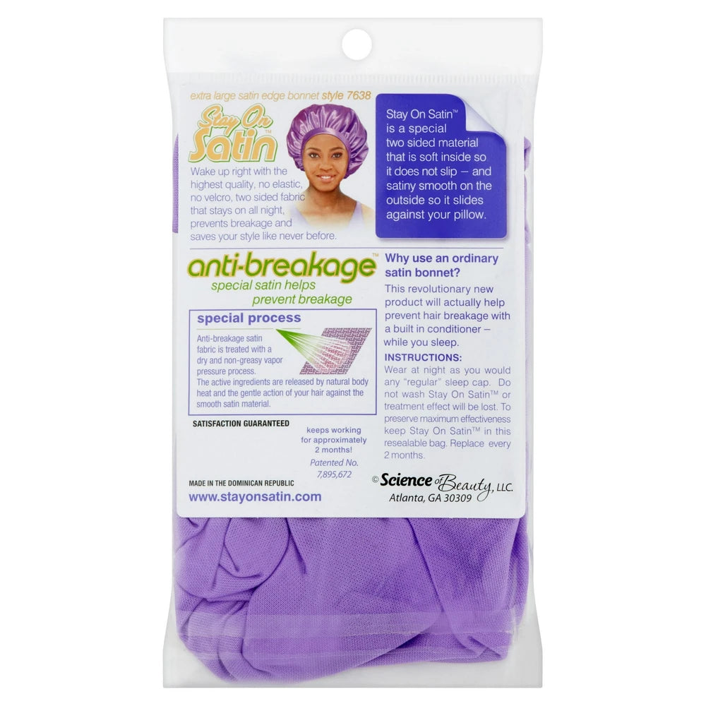Stay on Satin Anti-Breakage Extra Large Satin Edge Bonnet Style 7638 Assorted C (Pack of 72)