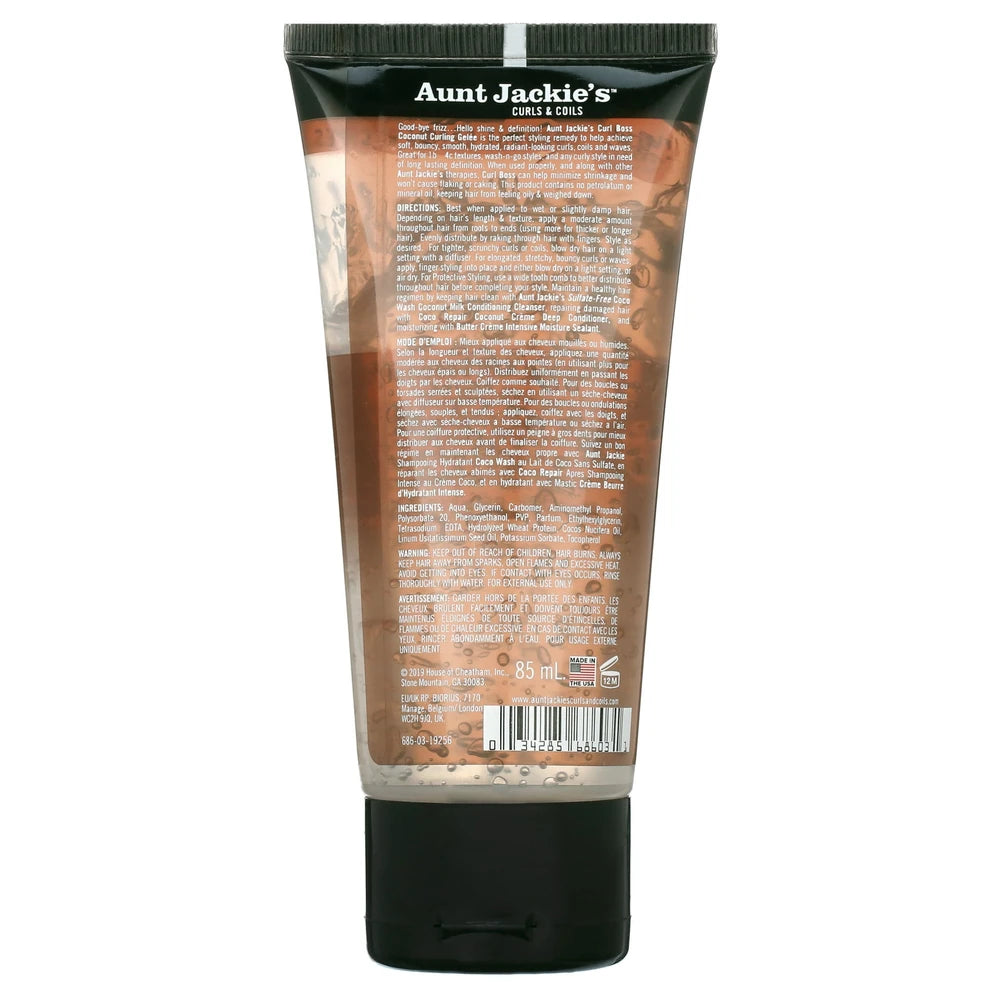 Aunt Jackie s Curls & Coils Curl Boss Coconut Curling Gel?e Travel Size 3 oz M (Pack of 24)