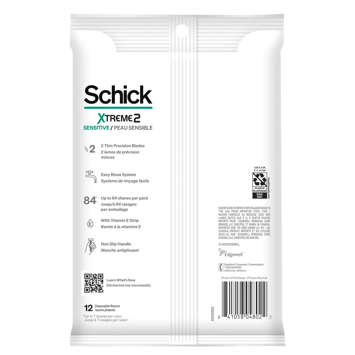 Schick Xtreme 2 Sensitive Disposable Razors for Men 3.03oz (Pack of 36)