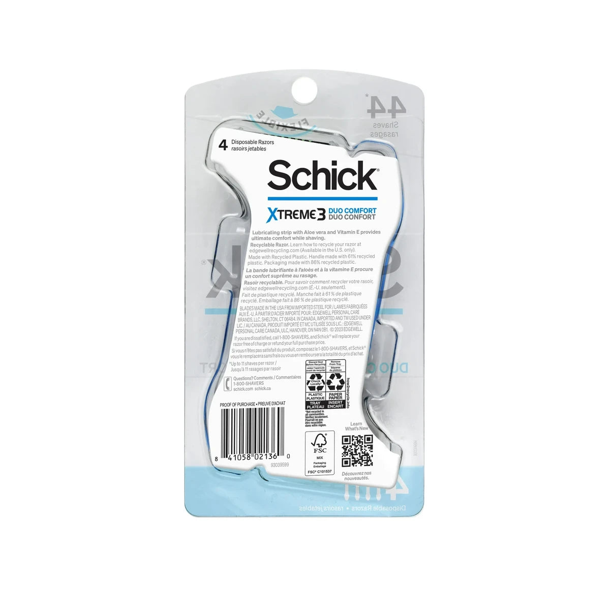 Schick Xtreme 3 Duo Comfort Skin Disposable Razors For Men1.13Oz (Pack Of 12)