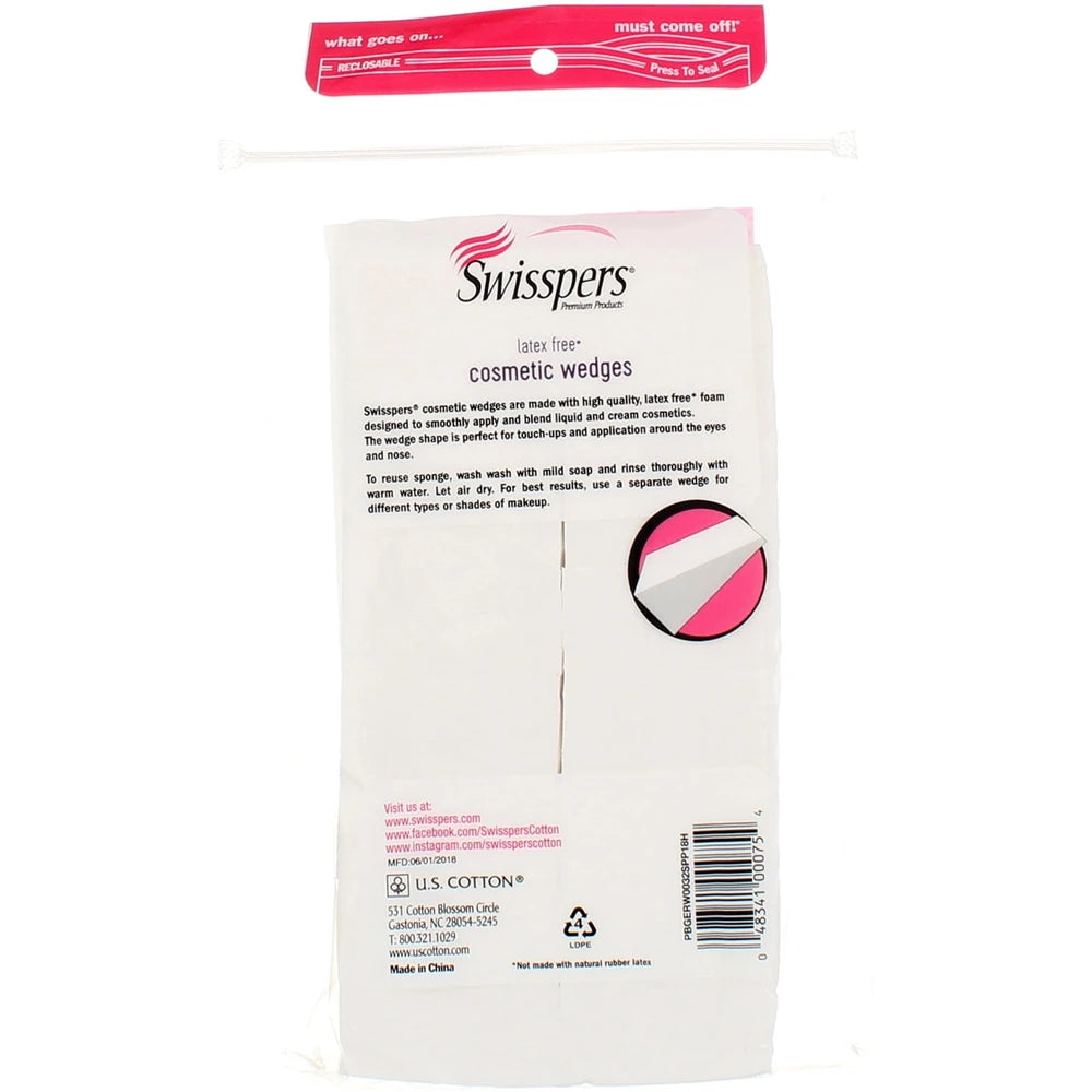 Swisspers Premium Cosmetic Wedges, 32-Count (Pack of 6)