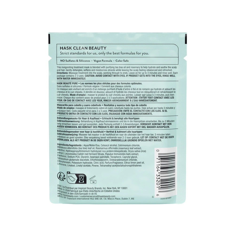 Hask Scalp Treatment Hair Mask Infused with Tea Tree & Rosemary Oil - 1.75oz (Pack of 24)