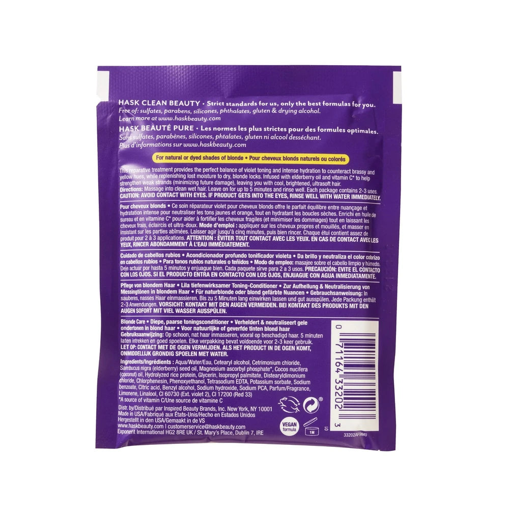 Hask Blonde Care Color Protection Sulfate-Free Purple Toning Deep Conditioner 1.75 Oz (Pack of 24)