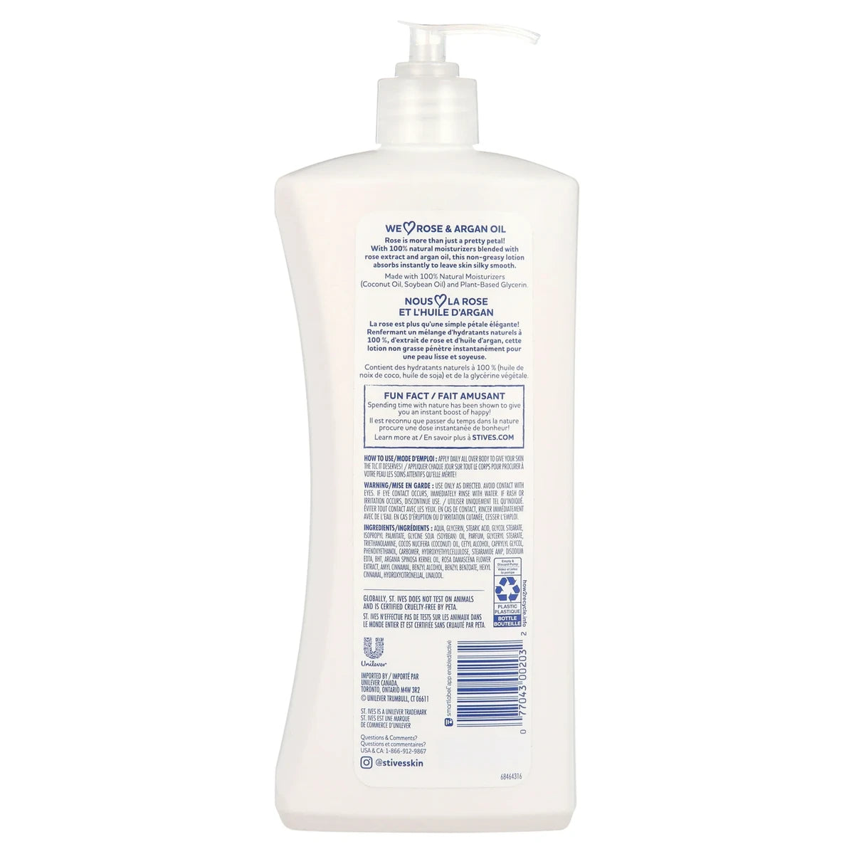 St. Ives Hand and Body Lotion for Women Smoothing Rose and Argan Oil for Dry Skin 21Oz (Pack of 4)