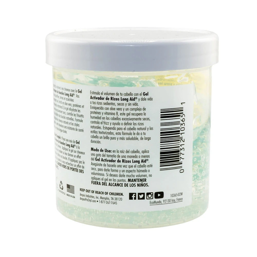 Long Aid Curl Activator Hair Styling Gel Extra Hold 15oz. Moisturizing Unisex (Pack of 6)