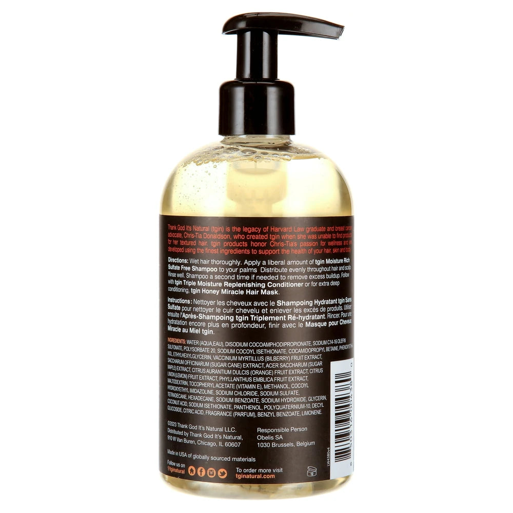 TGIN Moisture Rich Sulfate Free Shampoo For Natural Hair with Amla Oil and Cocon 13. Oz (Pack of 6)