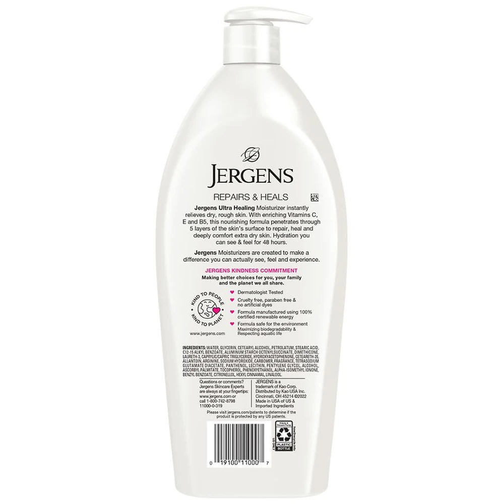 Jergens Ultra Healing Hand and Body Lotion Dry Skin Moisturizer Vitamins C E 32. Oz (Pack of 6)