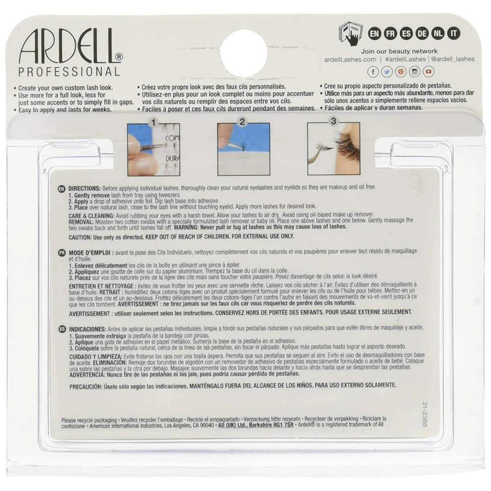 Ardell Professional Double Individuals Knot-Free Double Flares - Long Black (Pack of 72)