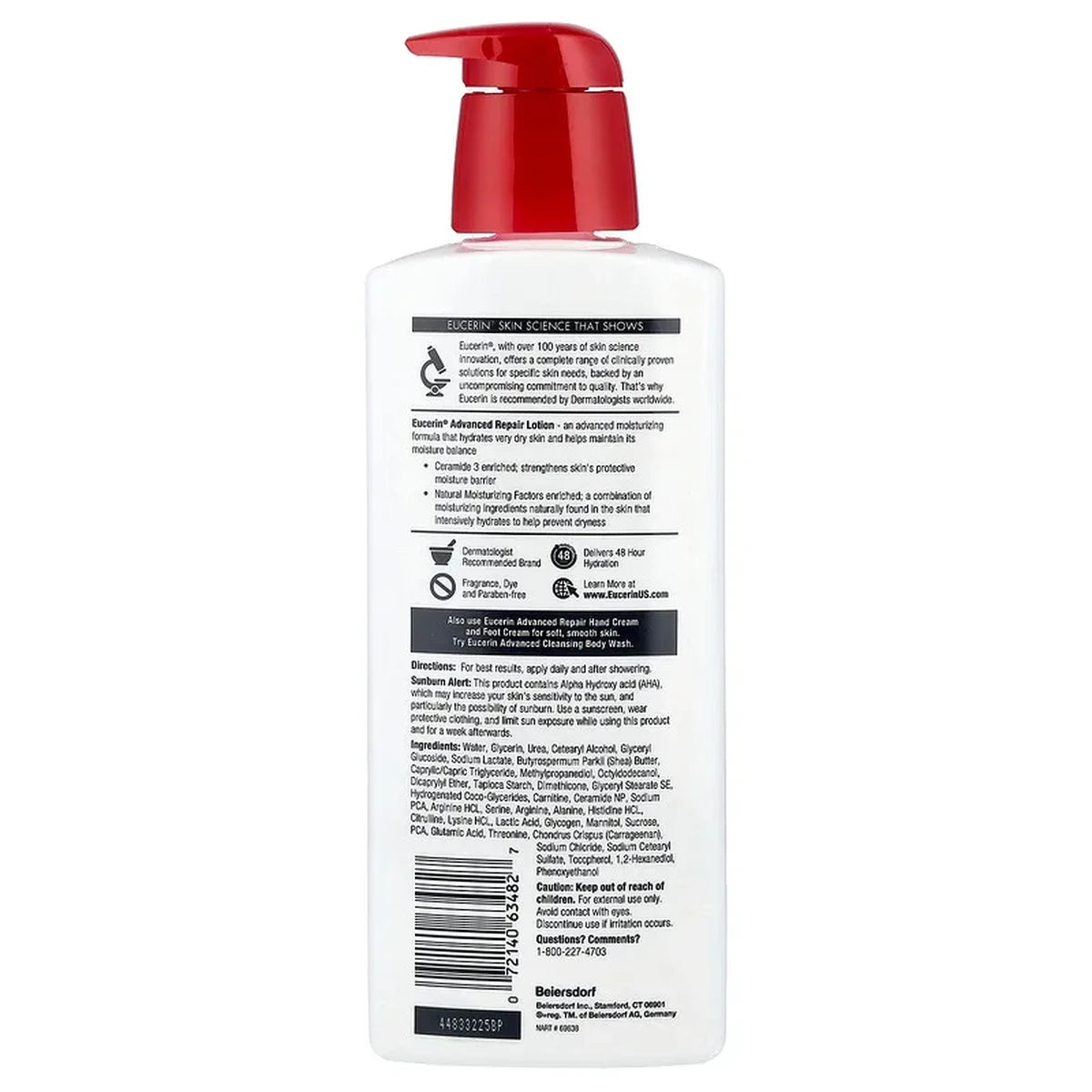 Eucerin Advanced Repair Body Lotion Fragrance Free For Dry Skin 16.9Oz (Pack of 12)