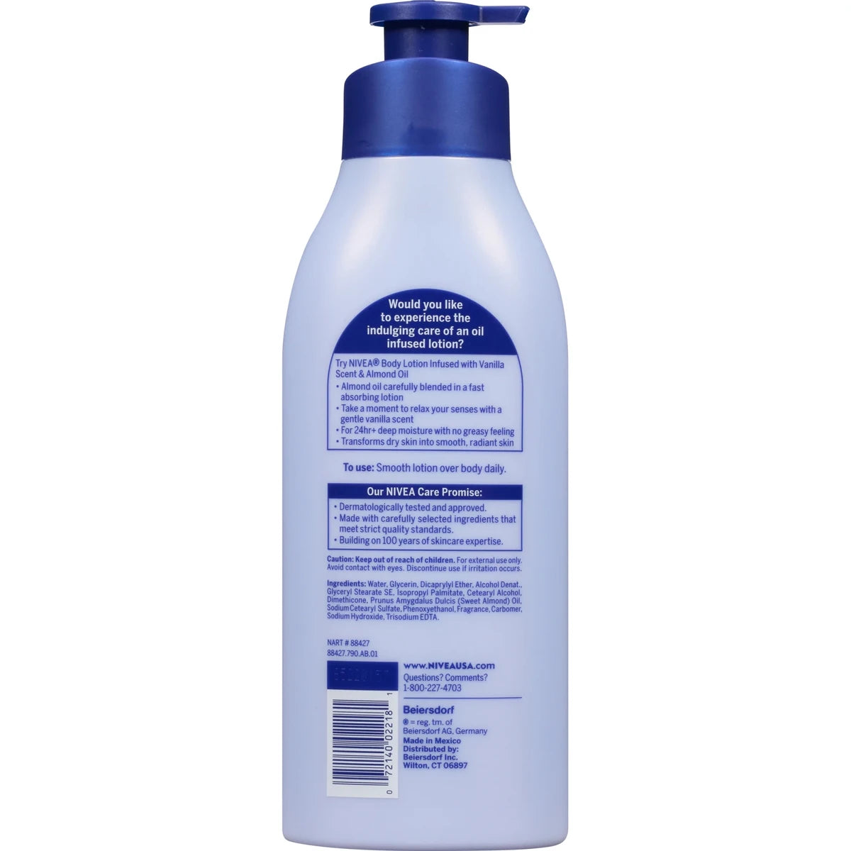 NIVEA Oil Infused Vanilla and Almond Oil Body Lotion for Women, Fast-Absorbing For Skin 16.9Oz (Pack of 12)