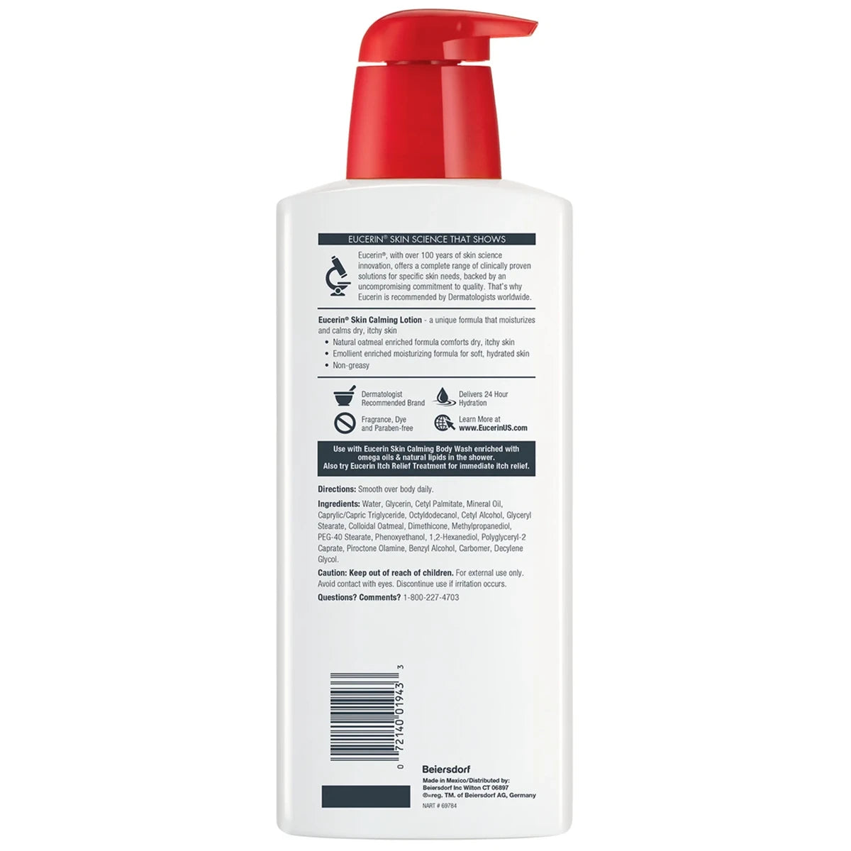 Eucerin Skin Calming Body Lotion for Dry and Itchy Skin16Oz (Pack of 12)
