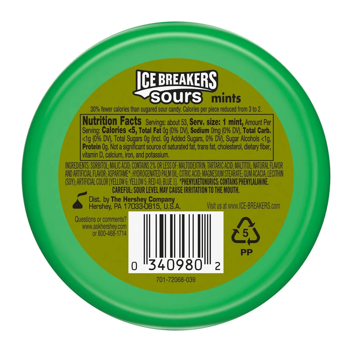 Ice Breakers Sugar Free Fruit Mint Sours Original 1.5Oz (Pack of 192)