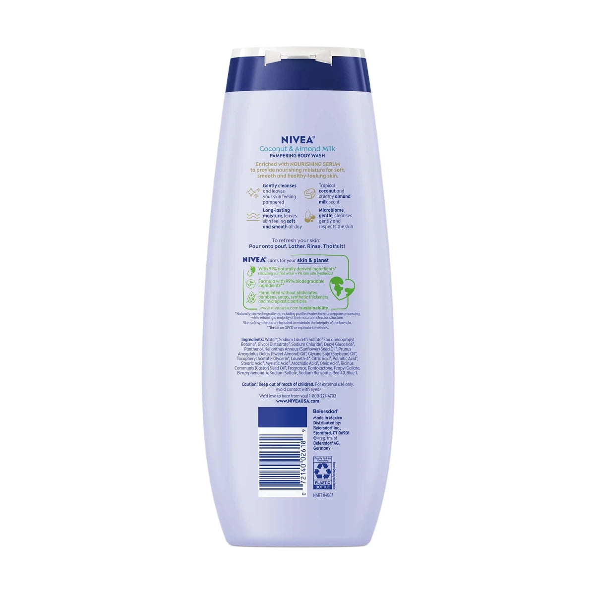 Nivea Coconut and Almond Milk Pampering Body Wash for Dry Skin 20Oz (Pack of 12)