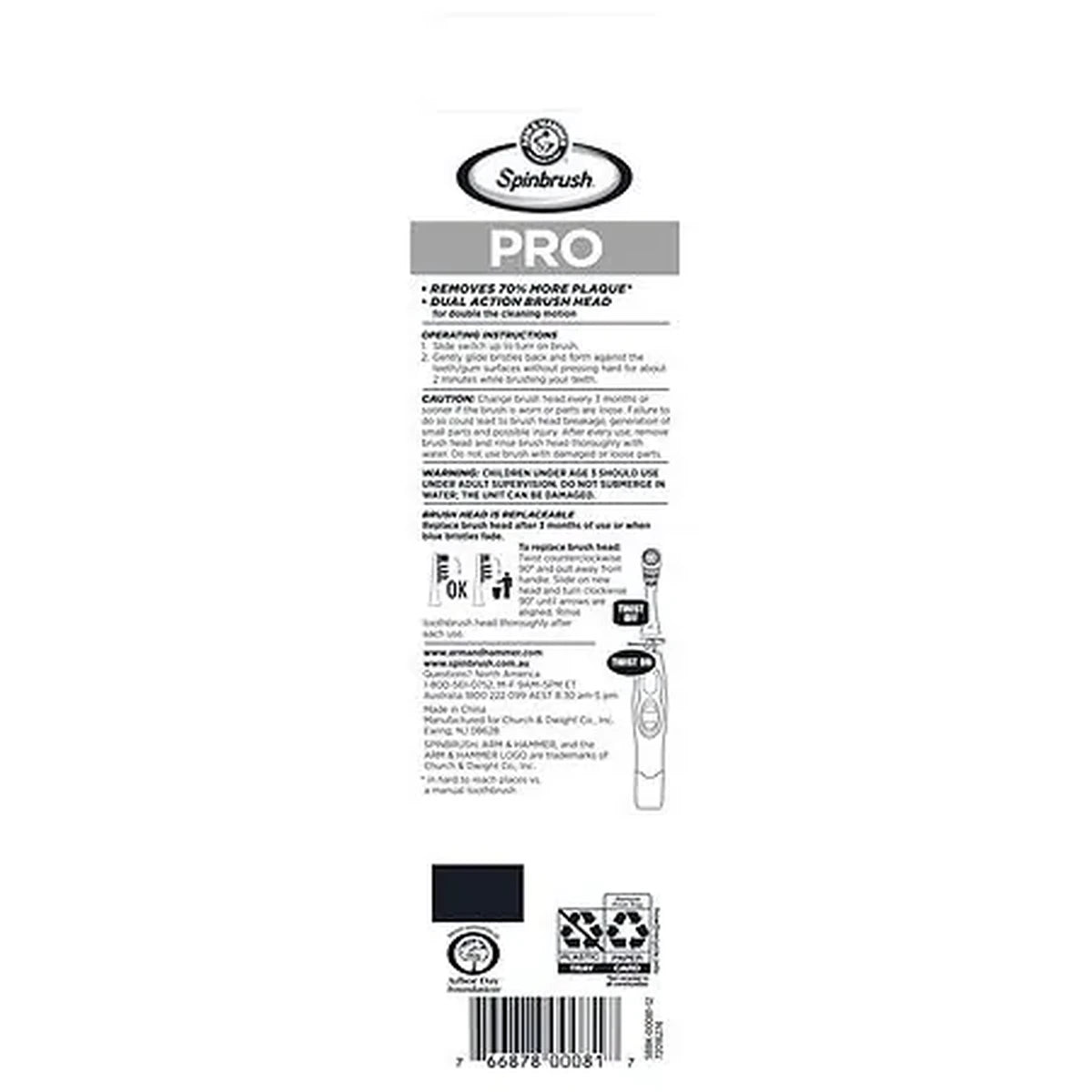 Arm & Hammer Spinbrush Pro Series Daily Clean Battery Toothbrush Refills Medium0.96Oz (Pack of 24)
