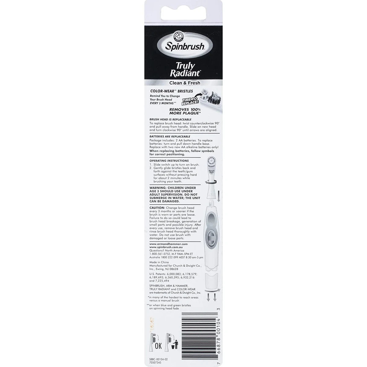 Spinbrush Truly Radiant Clean And Fresh Battery Power Tooth Brush Soft 0.63Oz (Pack Of 24)
