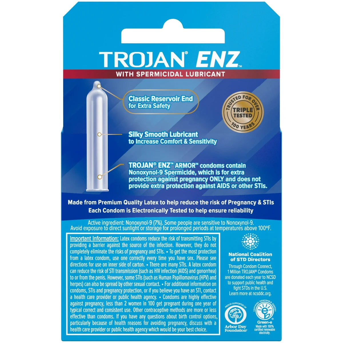 Trojan-Enz Condoms Spermicidal Lubricated Latex Condoms 0.64oz (Pack of 48)