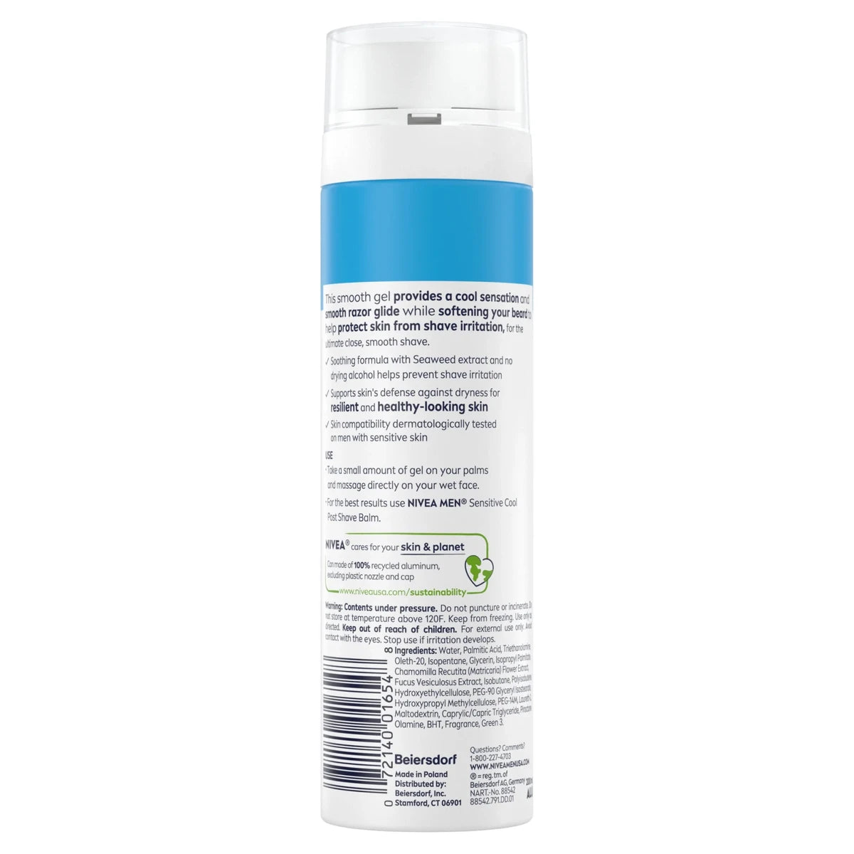 Nivea Men Cooling Shaving Gel Sensitive Skin 7Oz (Pack of 12)