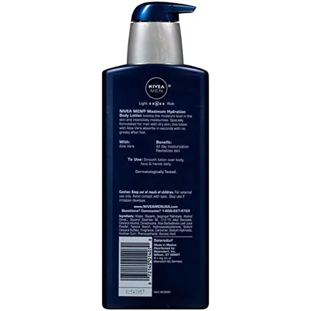 Nivea Men Maximum Hydration 3 in 1 Nourishing Lotion 16.9Oz (Pack of 12)