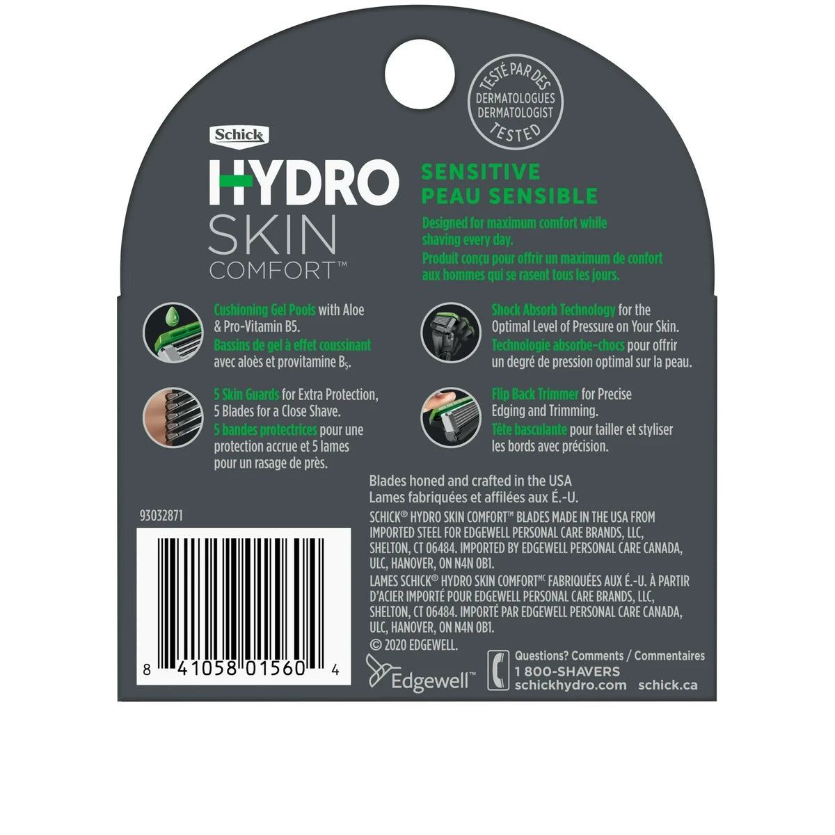 Schick Hydro 5 Blade Comfort Sensitive Refill 0.16Oz (Pack Of 72)