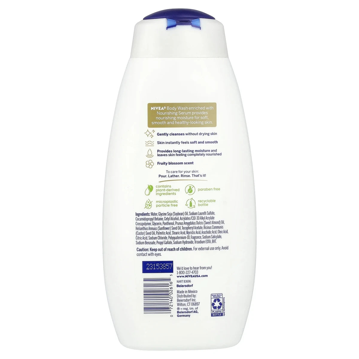 Nivea Nourishing Body Wash Blossom Care 20Oz (Pack of 12)