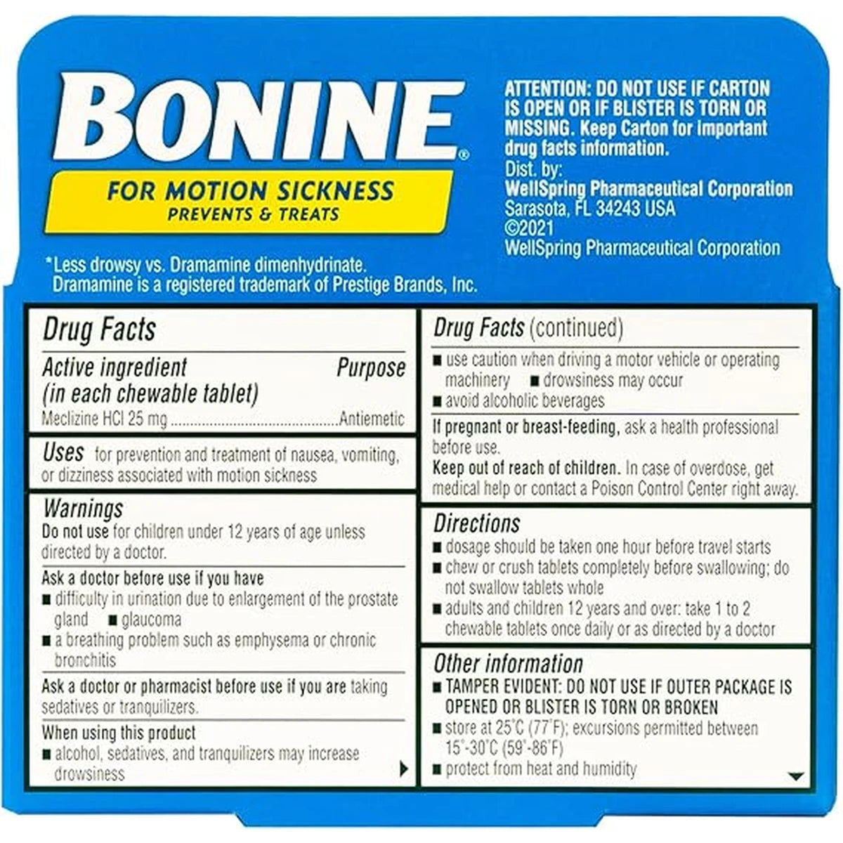 Bonine For Motion Sickness Chewable Tablets Raspberry Flavored8 ea (Pack of 24)