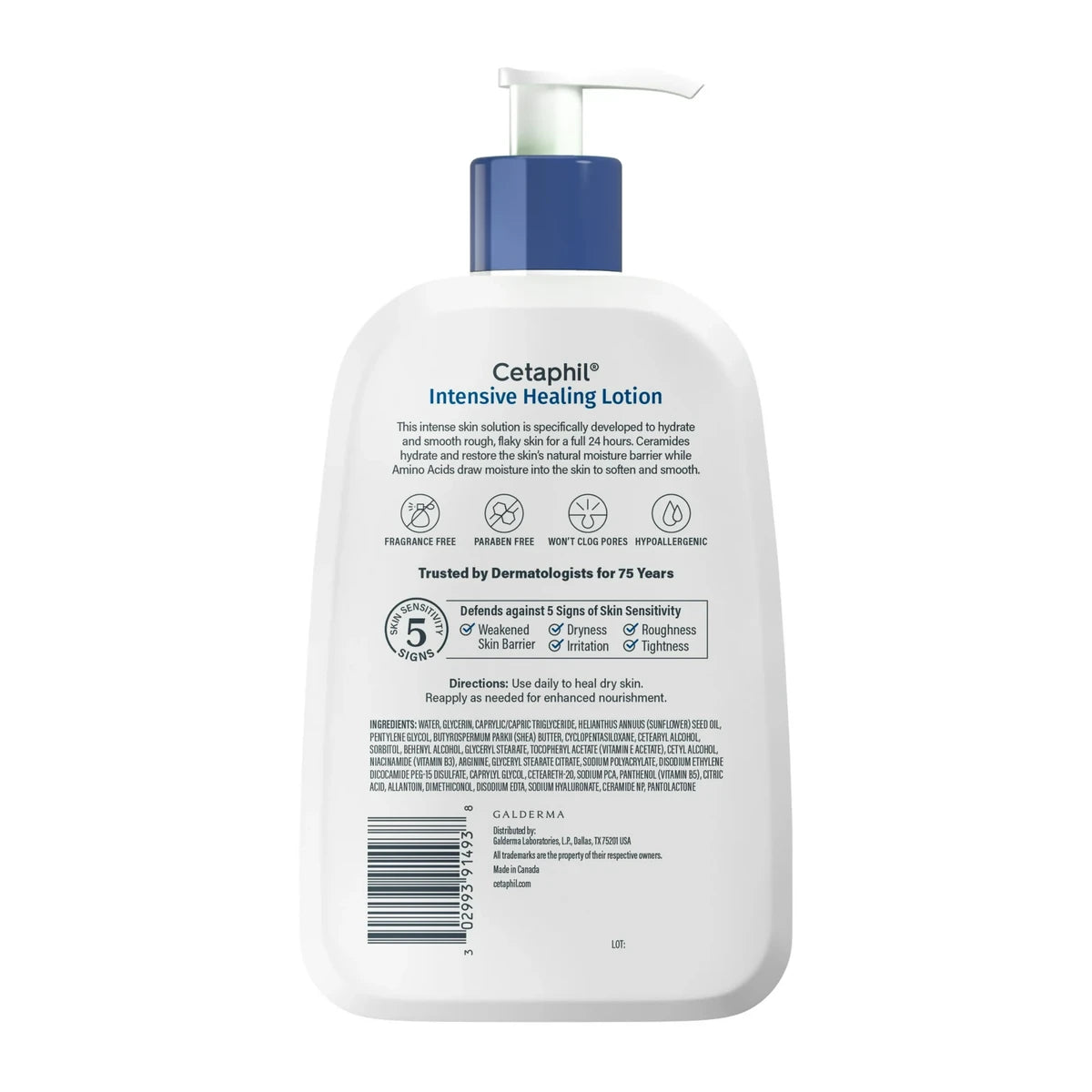 Cetaphil Intensive Healing Lotion with Ceramides For Dry Rough Flaky Skin 16Oz (Pack of 12)