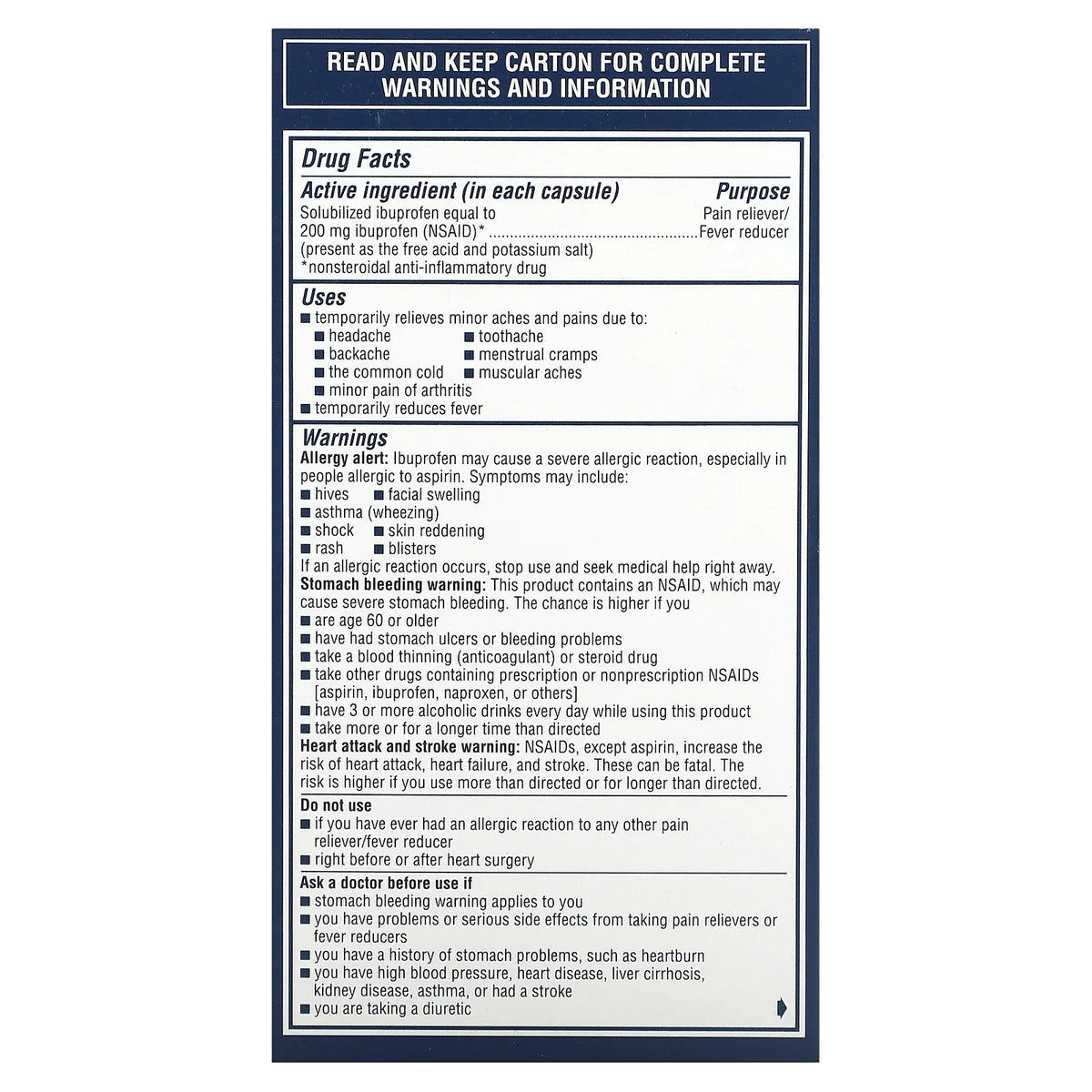 Advil Liquid Gels Minis Pain Reliever And Fever Reducer Liquid Filled Capsules 0.83oz (Pack of 72)