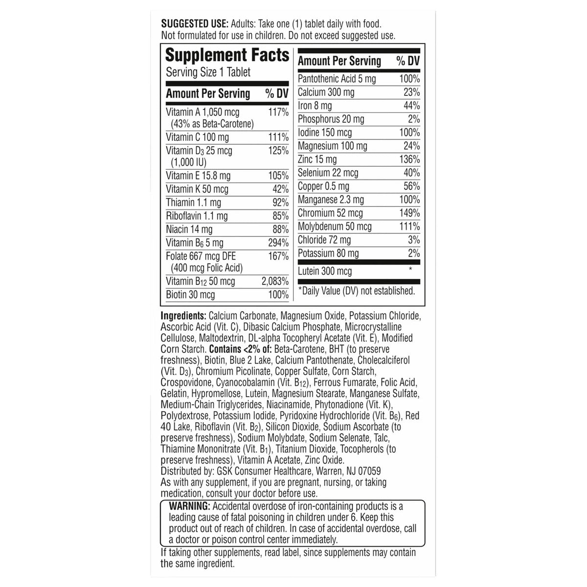 Centrum Silver Multivitamin for Women 50 Plus Supplement Tablets 5.29oz (Pack of 12)
