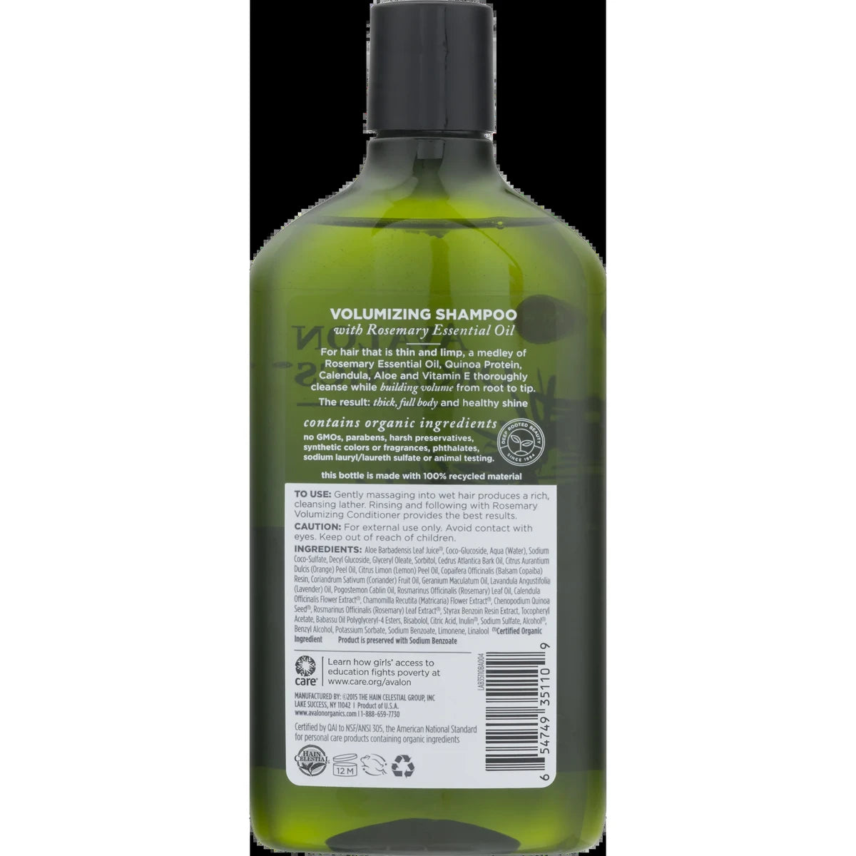 Avalon Organics Shampoo Volumizing Rosemary 11Oz (Pack of 6)