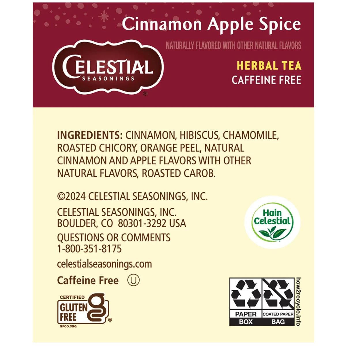 Celestial Seasonings Cinnamon Apple Spice Herb Tea 1.7Oz (Pack Of 6)