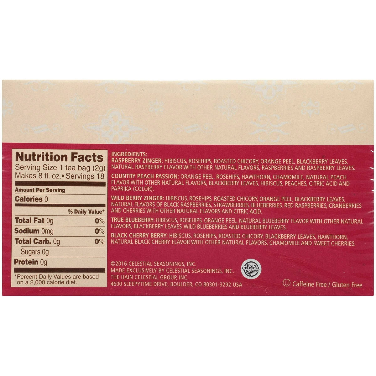 Celestial Seasonings Fruit Tea Sampler Herbal Tea 1.4Oz (Pack Of 6)