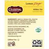 Celestial Seasonings Lemon Zinger Caffeine Free Natural Herb Tea 20 Bags 1.7Oz (Pack Of 6)