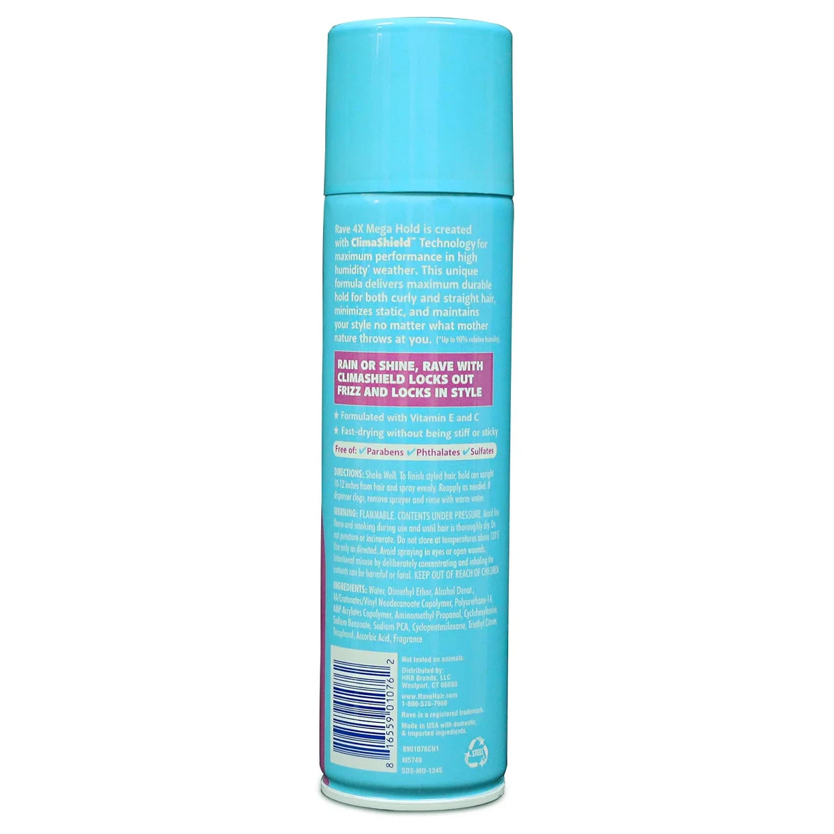 Rave 4X Mega Humidity Resistant Aerosol Hair Spray 11Oz (Pack of 12)