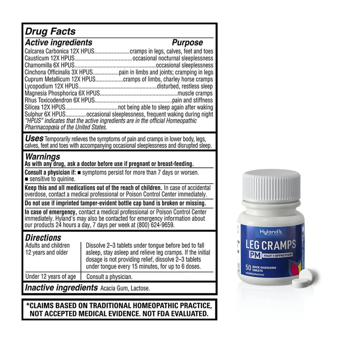 Hylands Leg Cramps PM Nighttime Cramp Relief Tablets 50 ea 1.28Oz (Pack of 24)