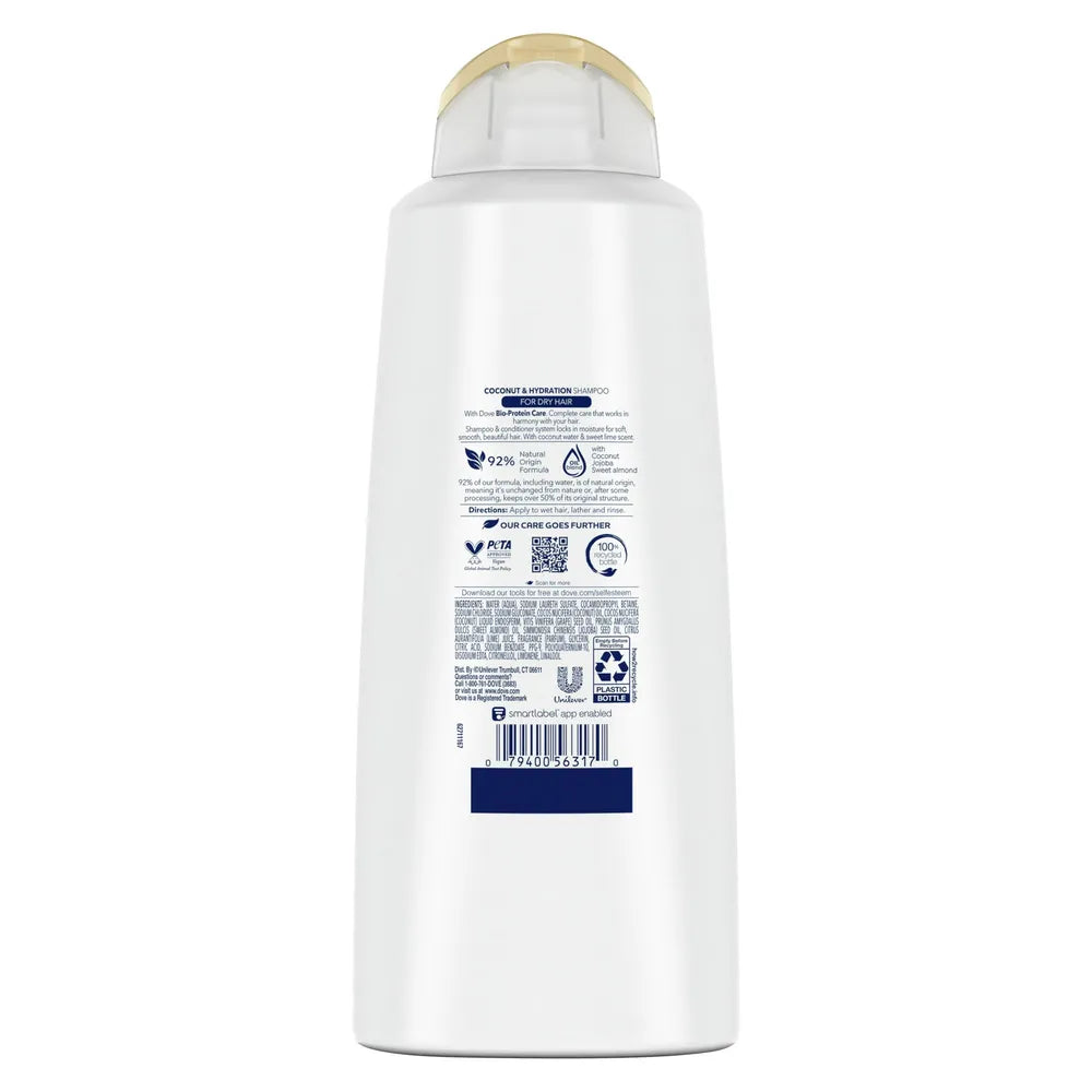Dove Nutritive Solutions Coconut and Hydration Hair Shampoo 20.4Oz (Pack of 4)