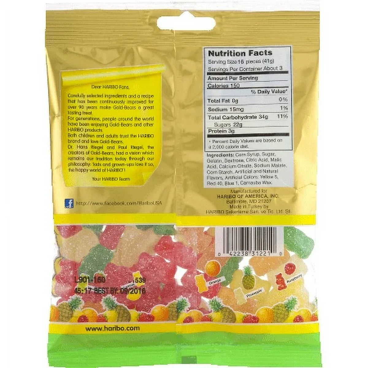 Haribo Gold Bears Sour Gummi Candy 4.5Oz (Pack of 12)