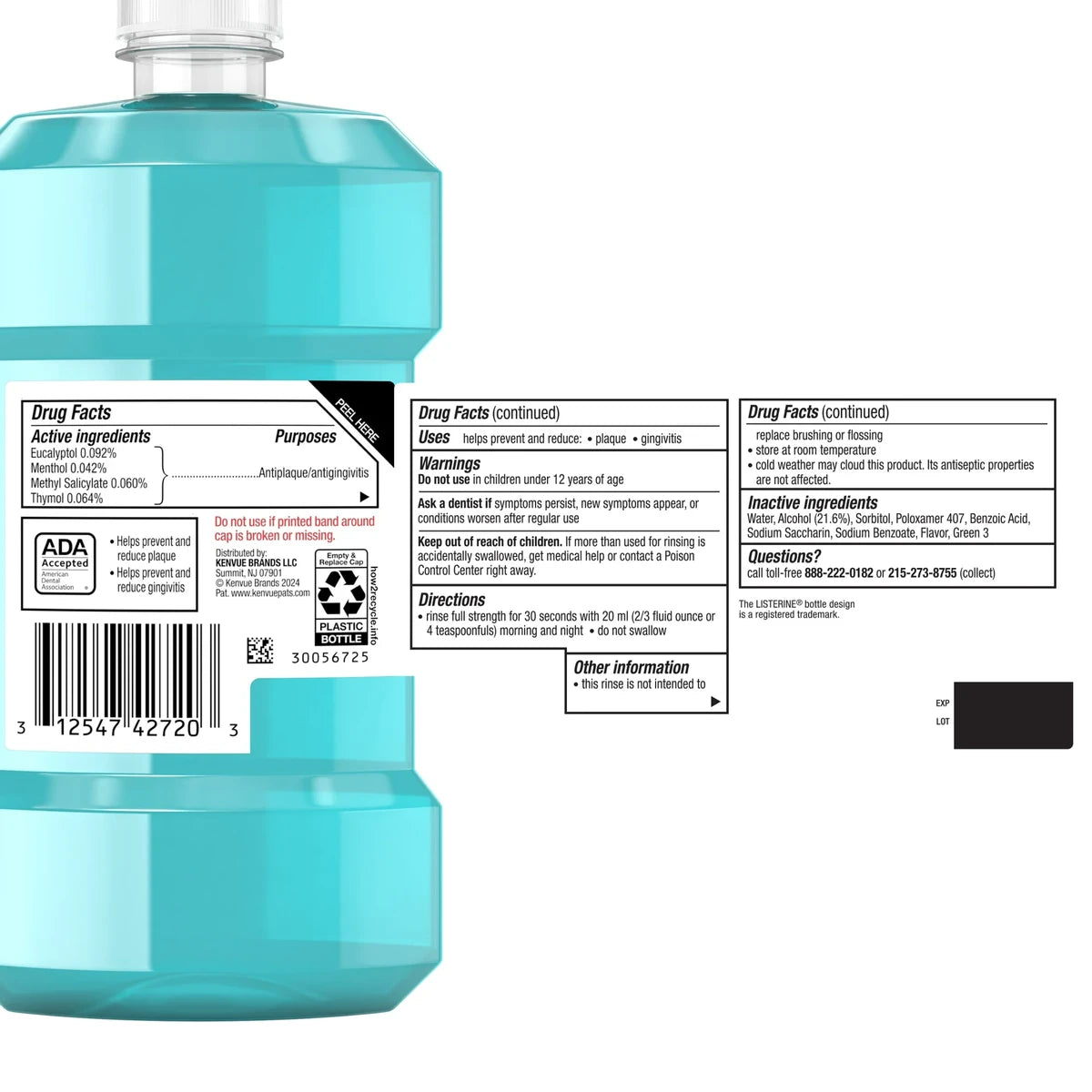 Listerine Antiseptic Mouthwash Cool Mint Deeper Clean 8.5Oz (Pack of 6)