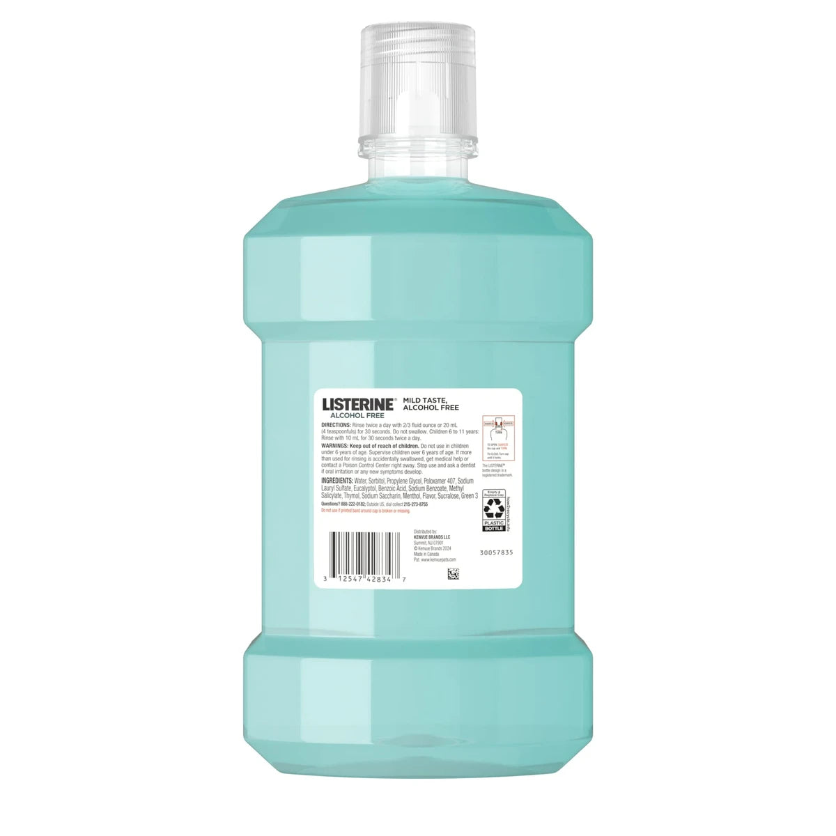 Listerine Zero Clean Mint Mouthwash Alcohol Free 1.5 Ltr 2.70Oz (Pack of 6)