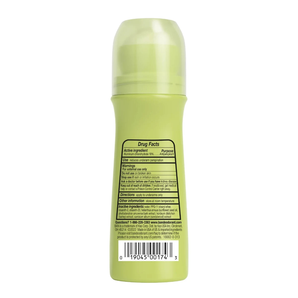 Ban Invisible Roll-On Deodorant Unscented 3.5Oz (Pack of 12)