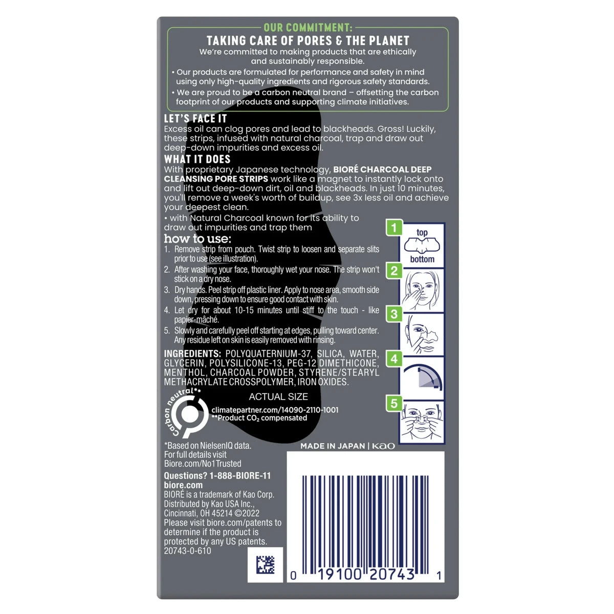 Biore Deep Cleansing Charcoal Pore Nose Strips With Natural Charcoal6 ea 3.52Oz (Pack of 12)
