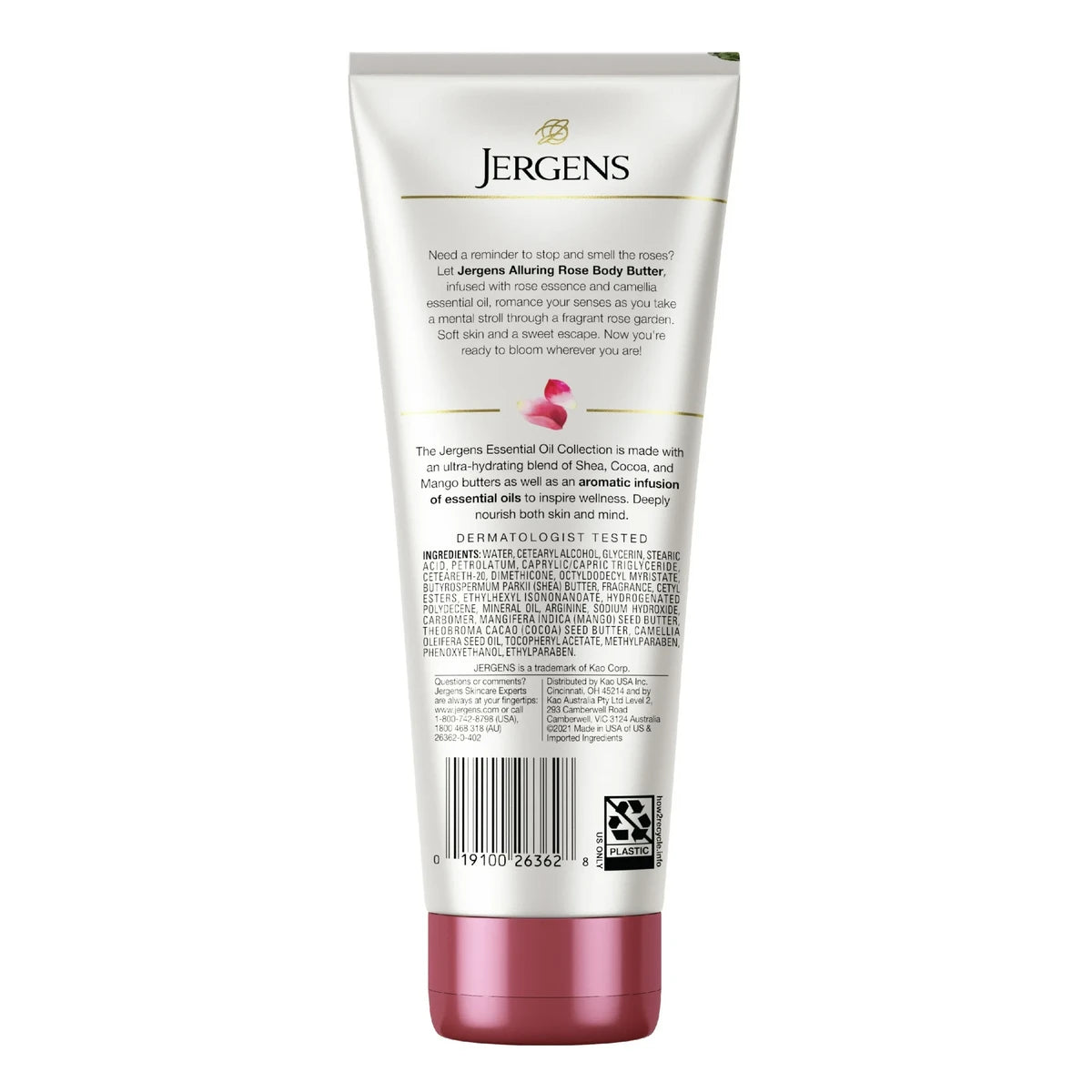 Jergens Hand and Body Lotion Rose Body Butter Lotion with Camellia Essential Oil 7Oz (Pack of 5)