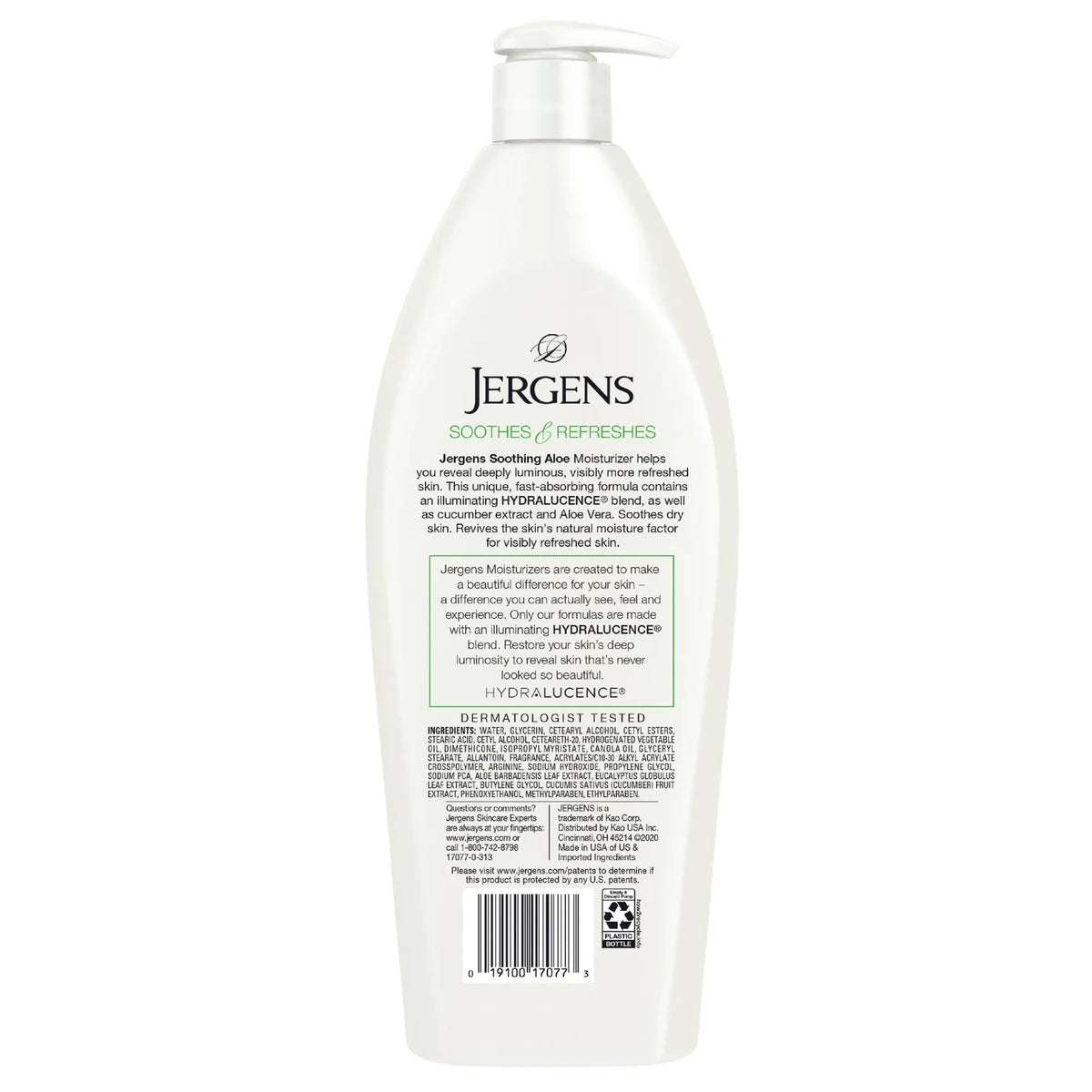 Jergens Hand and Body Lotion Soothing Aloe Refreshing Body Lotion for Dry Skin 21Oz (Pack of 4)