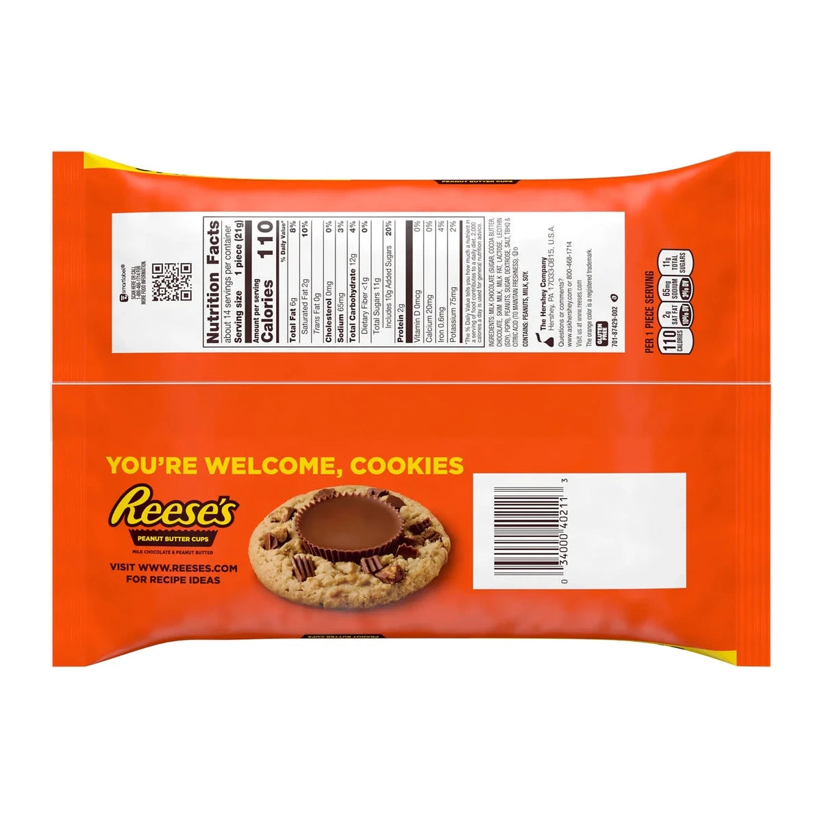 Hersheys Reeses Milk Chocolate Peanut Butter Cups Snack Size Candy 10.5Oz (Pack of 24)