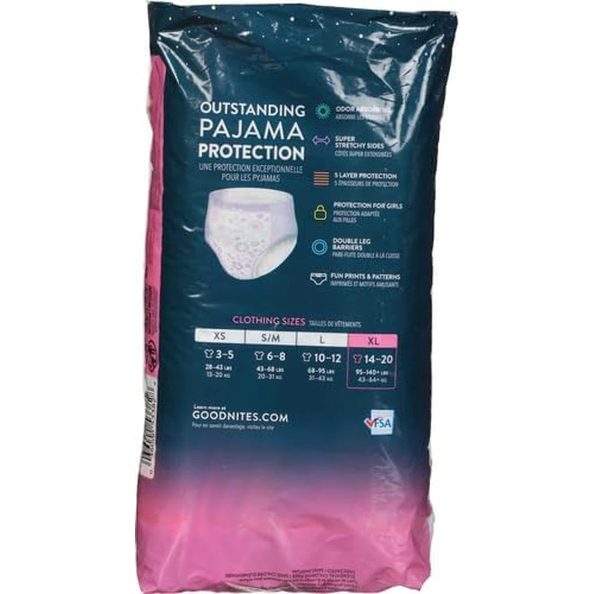 Goodnites Girls Nighttime Bedwetting Underwear Extra Large 25.6Oz (Pack of 4)