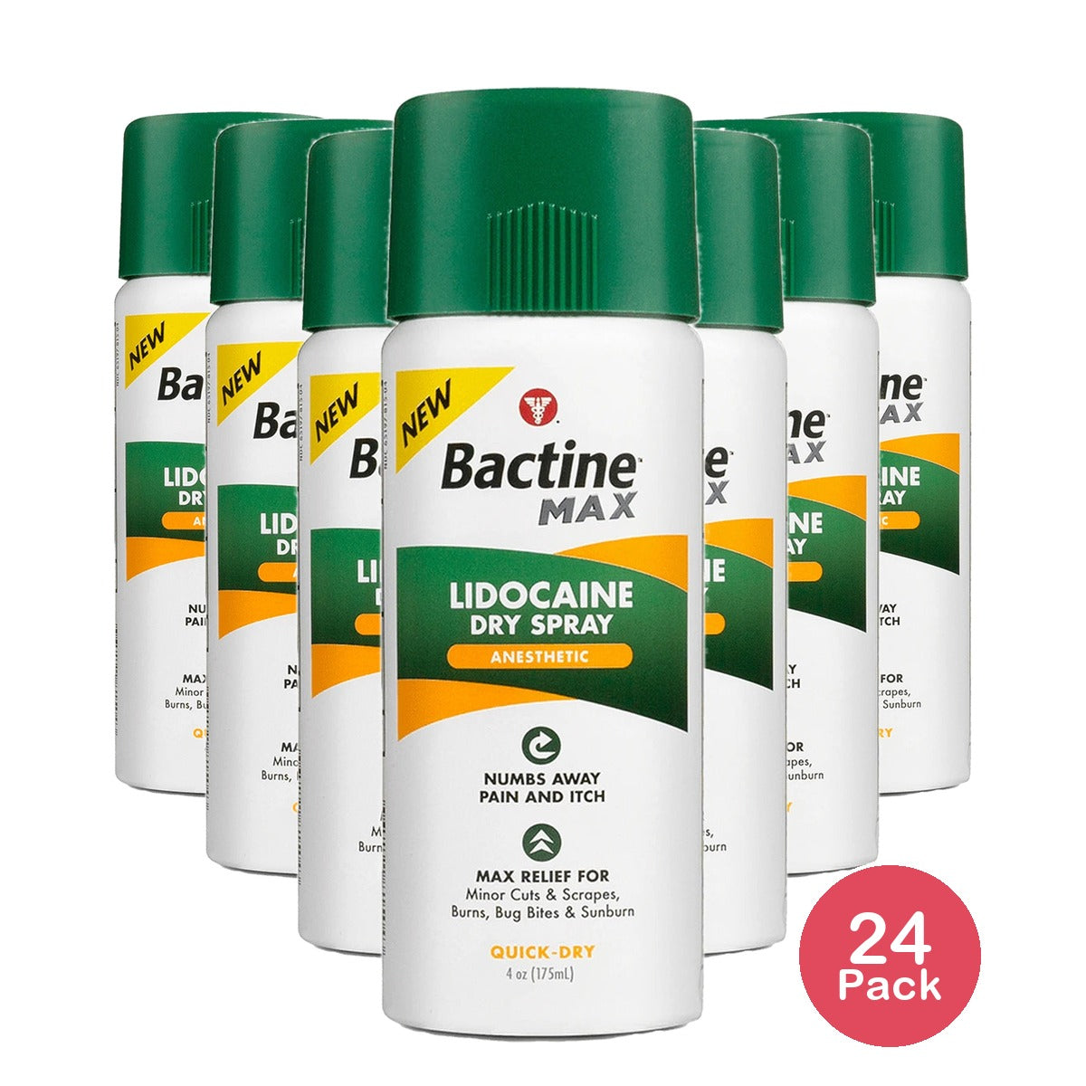 Bactine Max Pain Relief Dry Spray with Lidocaine 4Oz (Pack of 24)