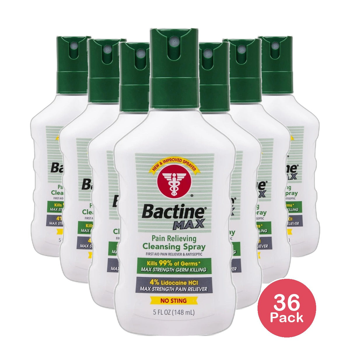 Bactine Max Pain Relieving Cleansing Spray White 5Oz (Pack of 36)