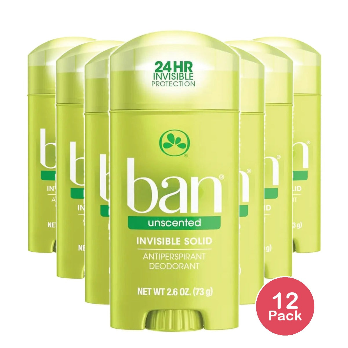 Ban Invisible Solid Anti-Perspirant And Deodorant Unscented Intensely Fresh 2.6Oz (Pack of 12)