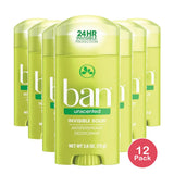 Ban Invisible Solid Anti-Perspirant And Deodorant Unscented Intensely Fresh 2.6Oz (Pack of 12)